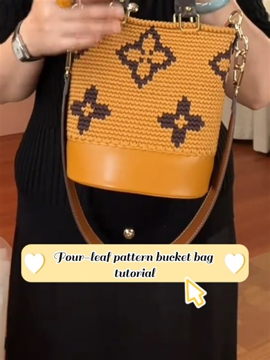 Four leaf pattern bucket bag crochet tutorial#crochetbag#crochettutorial#bag#handmade#crochetdiy