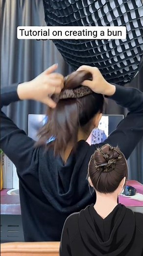Hair Tutorial | on creating a bun hairstyle with leopard print hair tie #accessories #hairstyle