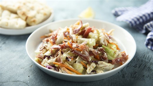 Greek cabbage salad is a crunchy addition to dinner and only takes 10 minutes to make