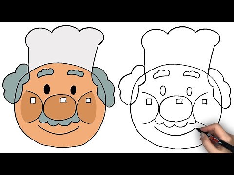 アンパンマンのジャムおじさんのかき方｜How to draw an uncle jam#136