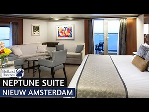 HAL Nieuw Amsterdam | Aft Neptune Suite Full Walkthrough Tour & Review 4K | Holland America Line