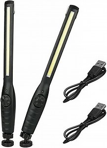 LED Rechargeable Work Light Super Bright Magnetic Flashlight for Camping Car Repair Emergency (2 PCS)