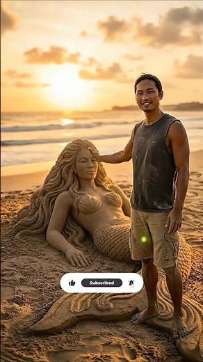 I Built a Giant Mermaid Sculpture from Sand! 🧜‍♀️ | Life-Size Sand Art #4kvideo