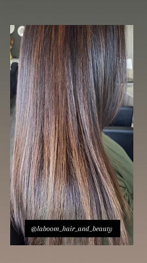 Dimensional brunette with warm caramel highlights. ​The color features a deep brown base and a sun-kissed blend that adds incredible depth. #​Styledlong #sleekhair #highshinefinish #womenshairstyle #colouredhair #longlengthhair #hairstyleoftheday #@laboom_hair_and_beauty | La-Boom Hair & Beauty Studio | Facebook
