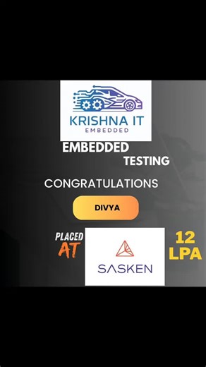 Krishnait Embedded on Instagram: "Embedded Testing Elevate Your Career in Automotive Embedded Testing! Are you a working professional looking to upgrade your skills and move into the high-demand Automotive Embedded Testing domain? Join our Online Automotive / Embedded Testing Course by KRISHNA IT - designed exclusively to help professionals upskill and transition smoothly into the automotive industry. What You Will Learn: 1. Introduction to Automotive Embedded Systems & ECU Architecture 2. CAN P