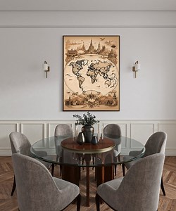 VINTAGE World Map Poster 2 - Etsy Australia