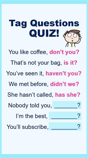 TAG QUESTIONS in English SHORT #englishspeaking360 #english #learnenglish #esl