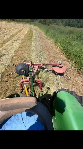 75K views · 609 reactions | Good morning  here is a better view of the rake doing its thing. I had a few questions about the process of making hay and we try to keep simple as we can, cut wait 2 days (sometimes 1 if the weather is perfect hay making weather) rake bale and pick up! #hay #HaySeason #johndeere #johndeere2510 #farming #farmlife #farmersdaughter #makinghay #raking | Dukes Farm Stand | Facebook