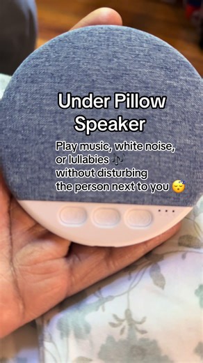 Speaker designed for one listener. Place under the pillow for private sound and peaceful sleep without disturbing your partner. Plays music, white noise or lullabies. No headphones, no wires required. Buttons for volume, modes, and timer settings that you can feel in the dark. Sound technology specifically engineered to help you sleep better. #sleephack #sleepgadgets #whitenoisemachine #portablebluetoothspeaker #sleepimprovement
