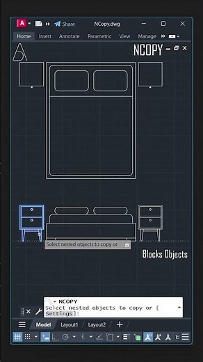 NCOPY (Copy Nested Obejcts) - AutoCAD Tutorial #architecture #autocad
