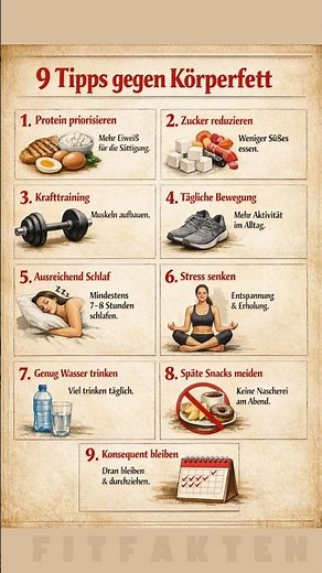9 Tipps gegen Körperfett – nachhaltig statt extrem 🔥🧠 #FitFakten