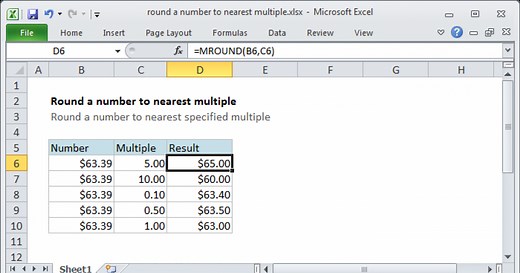 Round a number to nearest multiple