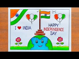 15 August Drawing / How to Draw Independence Day Poster Easy Step by Step / Independence Day Drawing