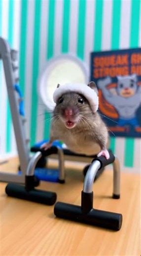 Funny Mouse Workout at the Gym | Tiny Mouse Lifting Weights & Running on Treadmill 🐭💪 #animalsshorts