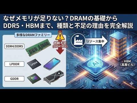 DRAM/DDR4/DDR5/LPDDR/GDDR/HBMとは何か？なぜDRAMが不足しているのか