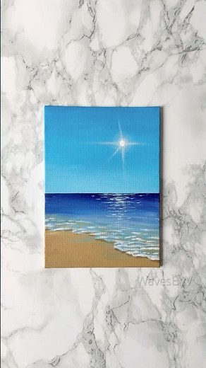 “Sunlit Shore” Easy painting tutorial for beginners #art #landscapepainting #diy #canvas