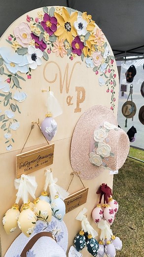 I made my own product display board for an art show! . . I used some plywood and a precut wooden round that I grabbed from @homedepot. I cut the plywood to the size and shape I wanted using my jigsaw, and then I cut the wood round in half and cut out slots in the middle of each to hold my plywood board upright. Was super easy to build and worked perfectly for what I needed! And it was super cute, if I do say so myself 😍 . . #artshow #vendorbooth #popupbooth #artvendorbooth #palletknifeart #pall