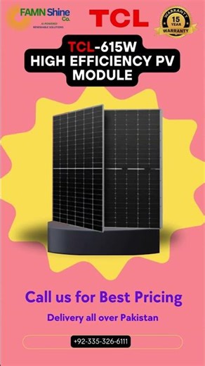 TCL 615 - PV Solar panels - FAMN Shine Co - AI empowered renewables solutions