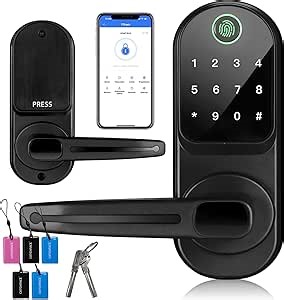 CATCHFACE Fingerprint Door Lock TTLock Smart Lock Biometric Door Lock with Fingerprint,Free App,Share Ekey and IC Card Keyless Entry with Reversible Handle - Matte Black