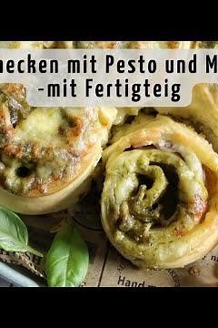Leckere Pizzaschnecken mit Pesto und Mozzarella mit Pizzateig (Fertigteig): Snack-Idee