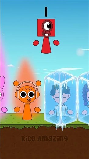 Sprunki NumberBlocks OC One Play Music Fire and Ice Rainbow | Sprunki