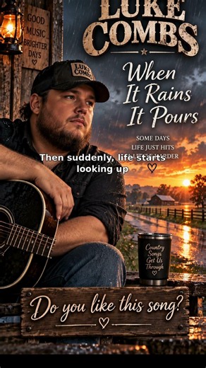 Luke Combs – When It Rains It Pours 🌧️ | Country Song That Turns It All Around #shorts