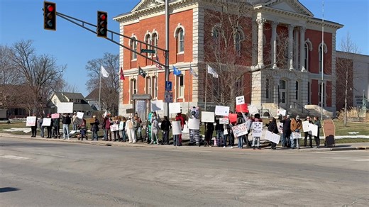 A demonstration opposing ICE is being held at the Marshall County Courthouse Sunday afternoon. | Pilot News Group