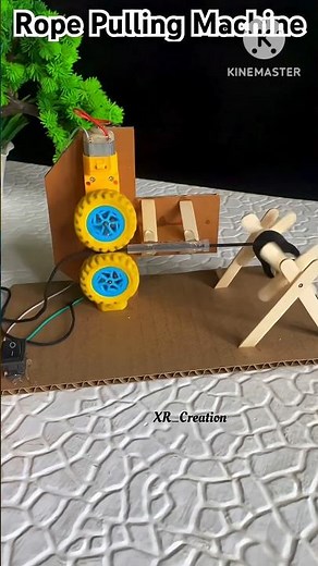 DIY Rope Pulling Machine Using DC Motor | Easy School Project | Cardboard Invention#shorts