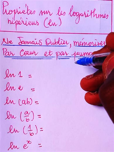 Propriétés des fonctions logarithmes népériens