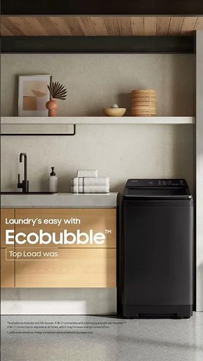 The Samsung Ecobubble™ Top Load Washing Machine.