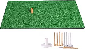 TRUEDAYS Golf Mat - Artificial Turf Golf Mat with Non-Slip Foam - 12“ x 24“ Golf Hitting Mat for Indoor and Outdoor Practice (Includes Rubber Tee Holder and Tees)