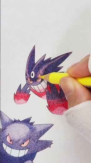 Color the "Gengar" and "Mega Gengar" coloring book in three colors! #pokemon