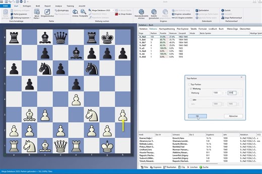 ChessBase 18: Neue Funktionen in der Referenzsuche
