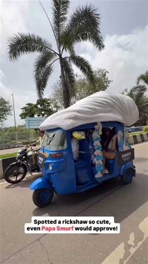 Viral Bhayani on Instagram: "Spotted a rickshaw so cute, even Papa Smurf would approve! ⁠POV: You are in Smurfs Village! #SmurfsMovie in cinemas 18th July in English & Hindi! #Smurfs"