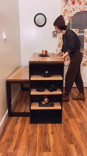 Multifunctional Kitchen Table and Bench.. #followyourpath #furnituremaker #smallbusinesscheck #woodtokfam