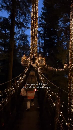 Capilano Suspension Bridge is pure magic with these lights! ✨😍 SAVE this Reel & SHARE it with someone you’d love to visit this iconic spot with! ✅ 📍 Capilano Suspension Bridge, Vancouver, Canada #CapilanoSuspensionBridge #vancouver #beautifuldestinations | TravelMowgly