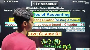 Session 2024-25 Principles of Accounting Accounting & Finance Dep. Topics : Accounting Equation [Missing Amount] Live Class : 01 | 11 Academy