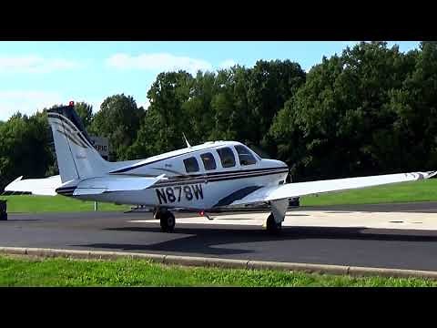 Beechcraft Bonanza A36 Start & Take Off Full Sound Continental IO-550 Engine. General Aviation.