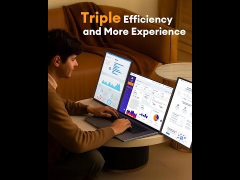 NGTeco 16" Laptop Triple Screen Extender, 1200P IPS Portable Monitor for Laptops