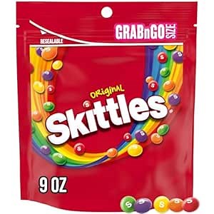 SKITTLES Original Summer Chewy Candy, Grab N Go, 9 Oz Resealable Candy Bag