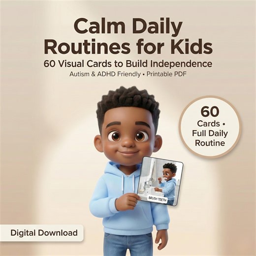 Visual Daily Routine Cards for Kids | 60 Calm & Structured Activities | Printable PDF - Etsy Canada
