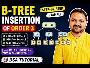 B-Tree Insertion of Order 3 || B-Tree Example || Data Structures & Algorithms || DSA Tutorial
