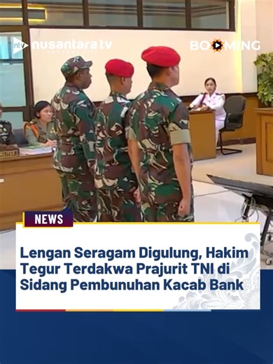 Majelis Hakim Pengadilan Militer II-08 Jakarta menyoroti ketidaksamaan penggunaan lengan seragam yang dikenakan tiga prajurit TNI Angkatan Darat dalam sidang perdana kasus kematian kepala cabang bank berinisial MIP (37). Hakim Ketua Fredy Ferdian Isnartanto mempertanyakan perbedaan tersebut saat agenda pemeriksaan identitas terdakwa berlangsung.