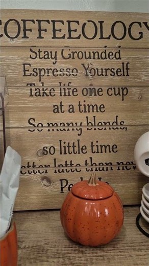 Fall decor to add to your Fall coffee bar #falldecor #coffeebar #nationalcoffeeday #coffeebardecor