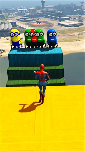 GTA V Epic Ragdolls Spiderman VS RED Minion VS Blue Minion VS Green Minion #gtav #ragdolls (pt-16)