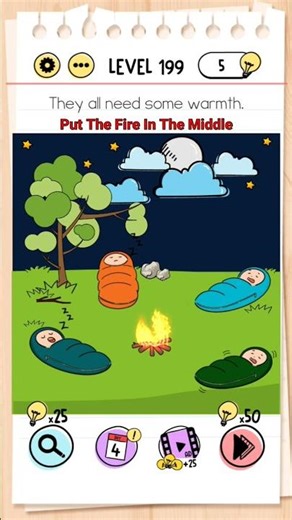 Brain Test Tricky Puzzles | Level 199 | They all need some warmth | #braintestsolution #level199