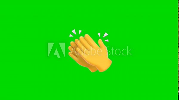 Animated clapping hands emoji on green screen. Symbol of applause, celebration, and success. 4K high-quality motion graphics