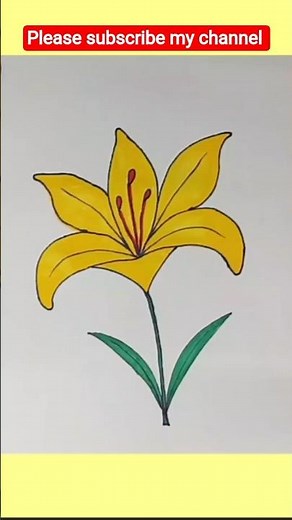 Easy Lily Flower Drawing 🌼 | Step by Step for Beginners #shorts #youtubeshorts #viralvideo #viral
