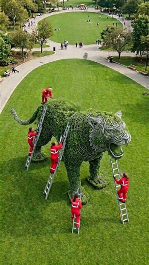 How to transform a simple bush into a tiger! 💚 #garden #gardening