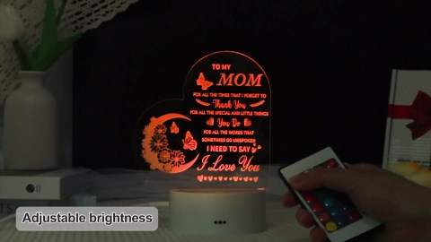 Acrylic Engraved Night Light with Remote - 16 Colors, Perfect for Mothers Day, Birthdays, Thanksgiving & Christmas